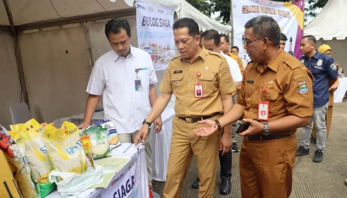 Pj Bupati saat memantau bazar. (FotoPemkab Tangerang)