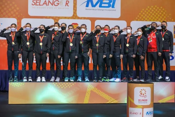 Tim Putra Indonesia sukses meraih gelar Kejuaraan Bulutangkis Asia Beregu (BATC) 2022 (foto: PBSI)