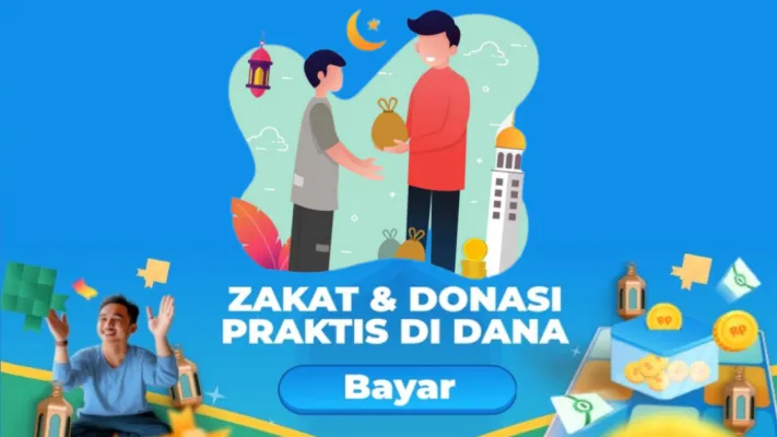 Cara bayar zakat fitrah pakai saldo DANA. (Foto: Poskota/Kamila Sayara)