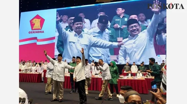 Ketua Umum Gerindra Prabowo Subianto bersama Ketua Umum PKB Muhaimin Iskandar (foto: panca)