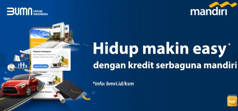 Hidup menjadi lebih mudah dengan pinjol Rp25 juta dari Mandiri dengan cicilan Rp500 tibu. (Screenshot dari website resmi Mandiri)