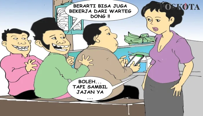 Kartun Sental-Sentil "Obrolan warteg: Enaknya jadi PNS". (kartunis: poskota/ucha)