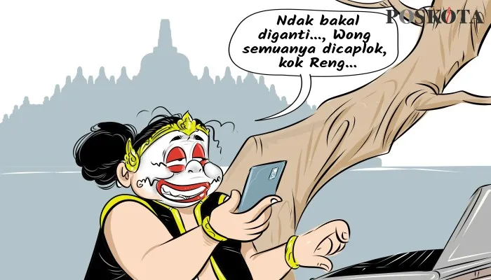 Kartun Sental-sentil: Dari Borobudur Reshuffle, Eh di Kabinet Cukup Lima Menteri. (kartunis: poskota/arif's)