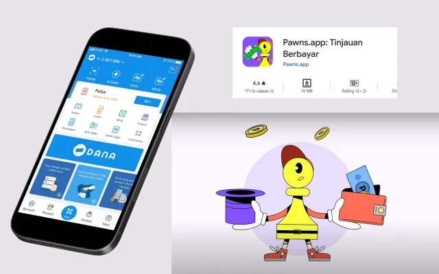 Klaim saldo DANA gratis hingga Rp238.000 dengan aplikasi penghasil uang Pawns.app. (Poskota/Syifa Luthfiyah)