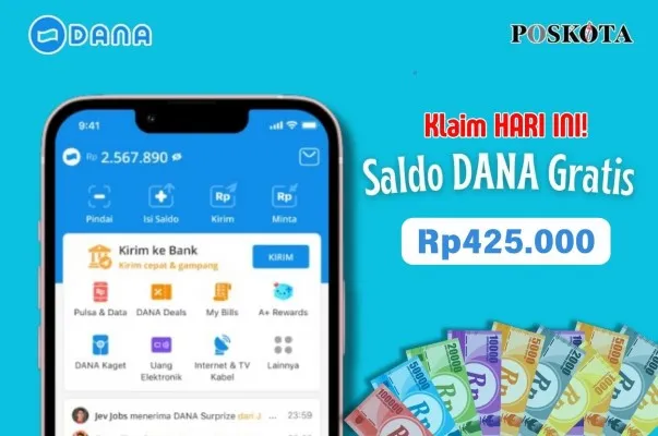 Berikut 3 aplikasi penghasil saldo DANA gratis Rp425.000 dengan mudah.(Poskota/Iko Sara Hosa)