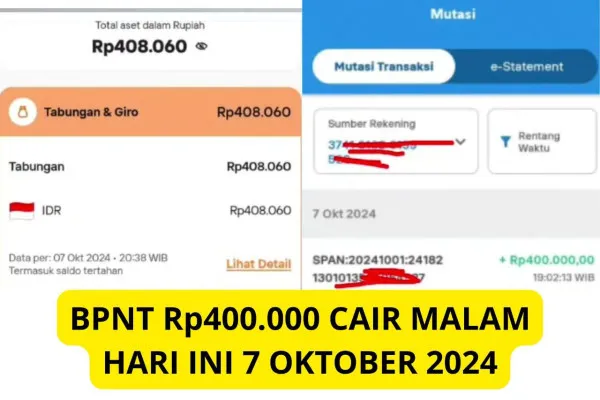 Saldo dana bansos BPNT Rp400.000 untuk periode September-Oktober 2024 cair ke KKS dari 2 bank ini. (Youtube/Diary Bansos)