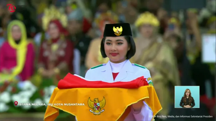 Anggota Paskibraka asal Kalimantan Timur, Livenia Evelyn Kurniawan (Foto: YouTube/Sekretariat Presiden)