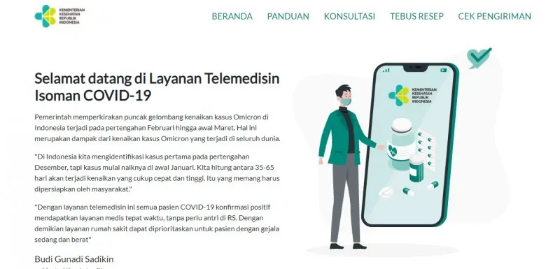 Halaman web isoman.kemenkes.go.id