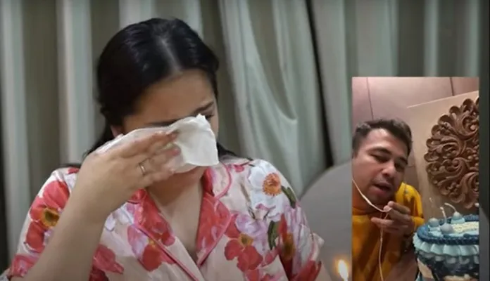 Nagita Slavina tak kuasa menahan tangis saat merayakan ulang tahun terpisah dari Raffi Ahmad, foto : youtube Rans Entertainment