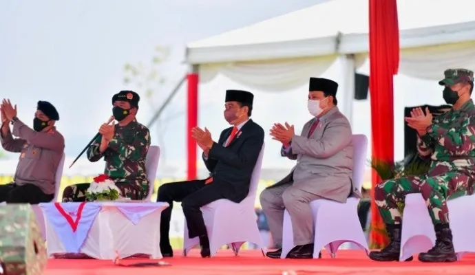 Presiden Joko Widodo saat menghadiri penetapan Komponen Cadangan Tahun 2021 di  Pusdiklatpassus. (Foto: biro pers)