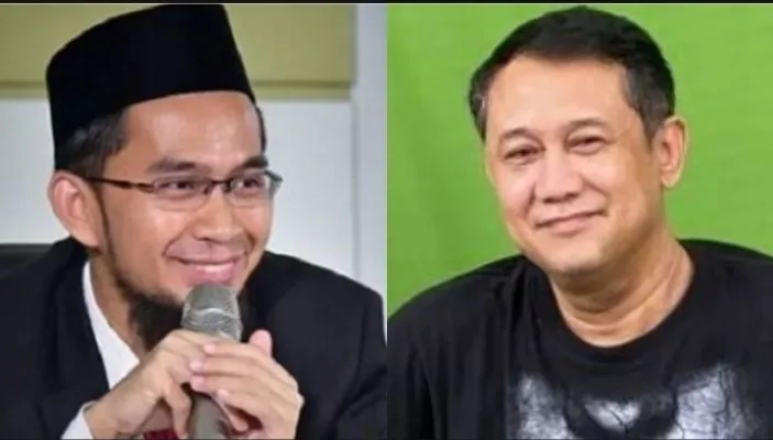 Kolase foto Ustaz Adi Hidayat dan Denny Siregar.