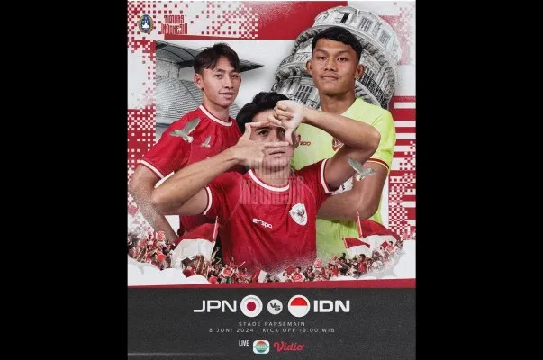 Timnas Indonesia U-20 vs Jepang di Stade Parsemain, Sabtu 8 Juni 2024 Pukul 19.00 WIB, disiarkan Televisi Indosiar.