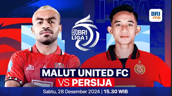 Link live streaming BRI Liga 1: Malut United vs Persija Jakarta kick off jam 15.30 WIB. (Vidio)