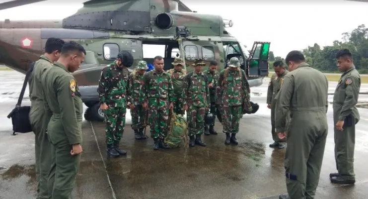 TNI  AU mengerahkan satu helikopter NAS-332 Super Puma. (Ist/Dispenau)