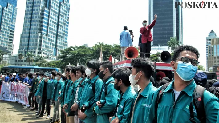 Ilustrasi demo mahasiswa. (Foto/Ahmad Tri Hawaari)