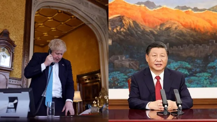 PM Inggris Boris Johnson dan Presiden China Xi Jinping (Foto: Twitter/libijian2/BorisJohnson)