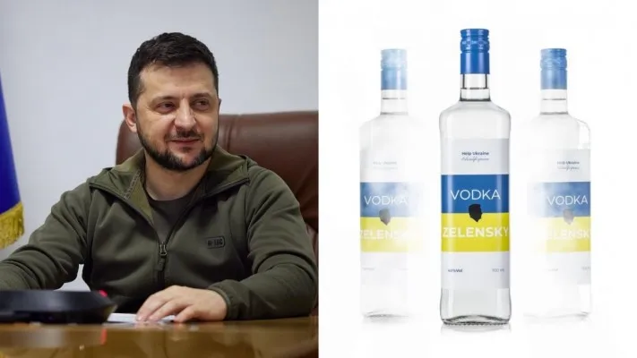 Presiden Ukraina Volodymyr Zelensky dan Vodka Zelensky (foto: Instagram/Zelenskiy_Official, Twitter/@Odessa_Journal)