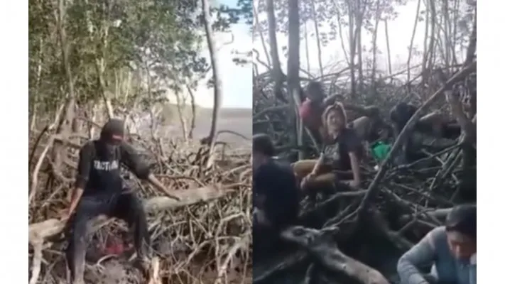 Sejumlah calon TKI ditelantarkan di hutan bakau (Foto: potongan layar Instagram/memomedsos)