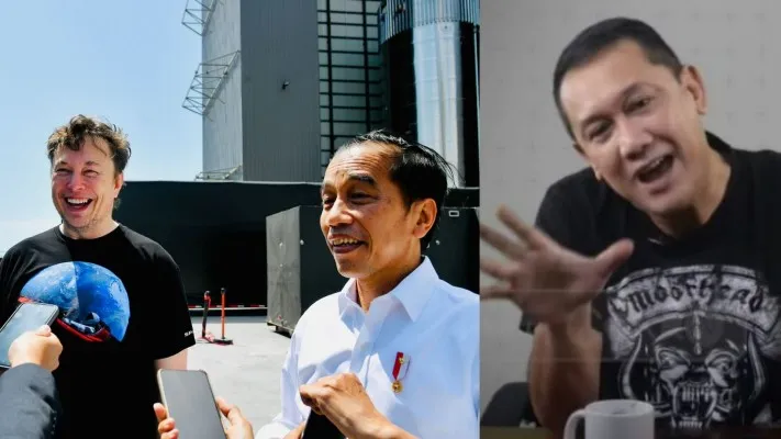 Foto pertemuan Jokowi dan Elon Musk, tangkapan layar Denny Siregar (Foto: diolah dari Twitter dan Youtube)