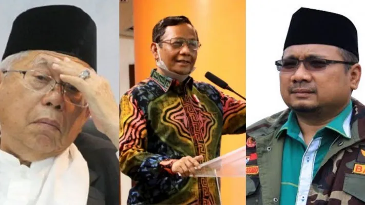 Kolase foto Maruf Amin, Mahfud MD dan Gus Yaqut (Foto: diolah dari Google)