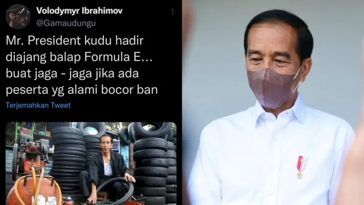 Dihina seorang warganet, Jokowi disuruh hadiri ajang Formula E untuk menjadi tukang tambal ban (Foto: twitter)