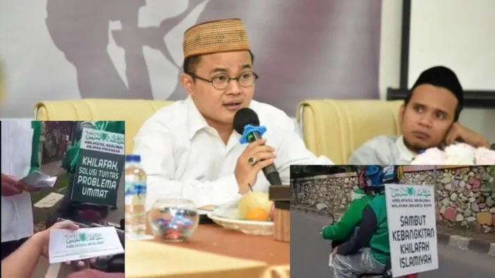 Kolase foto pengurus BPET MUI, Muhammad Makmun Rasyid dan foto-foto aksi konvoi organisasi Khilafatul Muslimin (Foto: ist.)