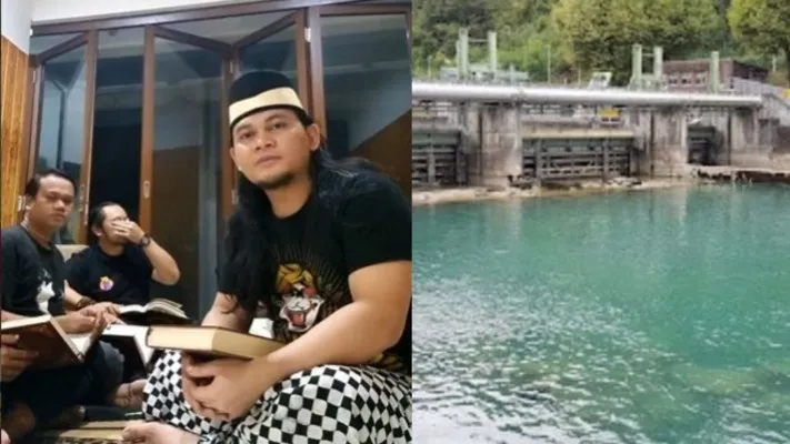 Tangkapan layar video Mbah Mijan mengaji surat Yunus untuk mendoakan Eril, dan bendungan Engehalde, lokasi tempat Eril ditemukan. (Foto: ig/mbahmijan)