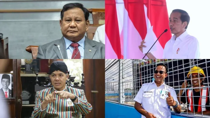 Kolase foto Prabowo, Jokowi, Ganjar, dan Anies (Foto: Ist.)