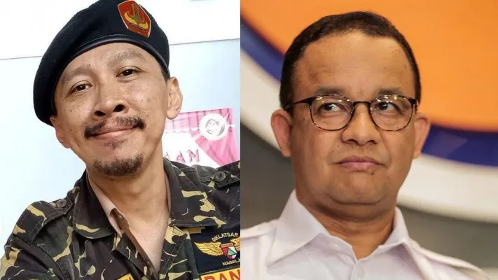 Kolase foto Abu Janda dan Anies Baswedan (Foto: ist.)