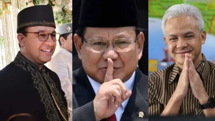 Kolase foto Anies Baswedan, Prabowo Subianto, dan Ganjar Pranowo (Foto: ist.)