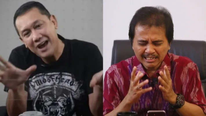 Kolase foto Denny Siregar dan Roy Suryo. (foto: ist)