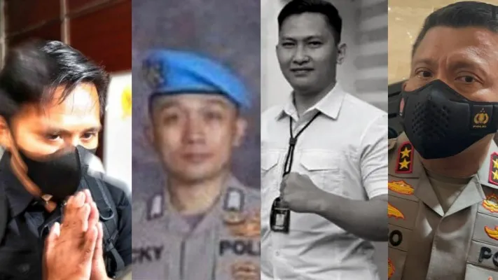 Kolase foto Brigadir J, dan 3 tersangka pembunuhnya, Bharada E (Richard Eliezer), Bripka RR (Ricky Rizal), dan Irjen Ferdy Sambo. (Foto: ist/diolah dari google)