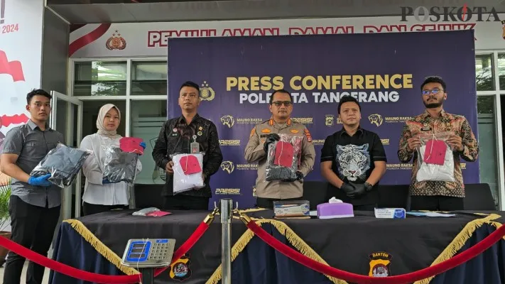 Konferensi pers kasus tawuran di Kecamatan Sukadiri, Kabupaten Tangerang. (Poskota/Veronica)