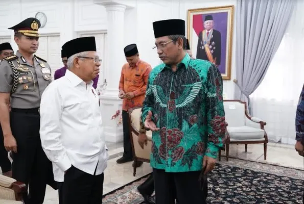 Wapres KH Ma'ruf Amin saat menerima kunjungan PBNU. (Setwapres)