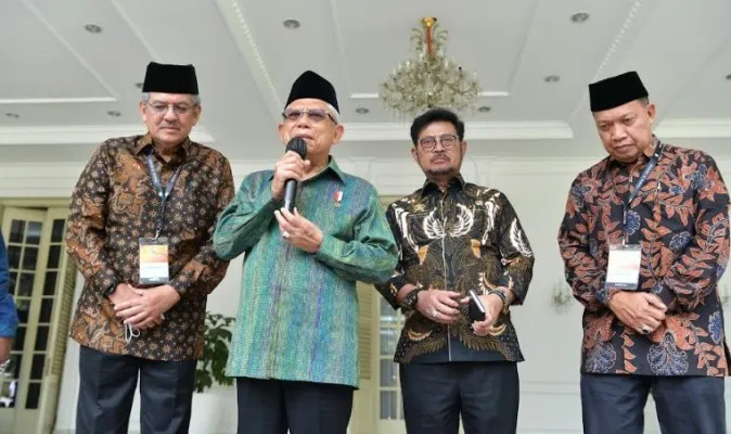 Wapres KH Ma'ruf Amin saat memberikan keterangan terkait LHKPN. (Setwapres)