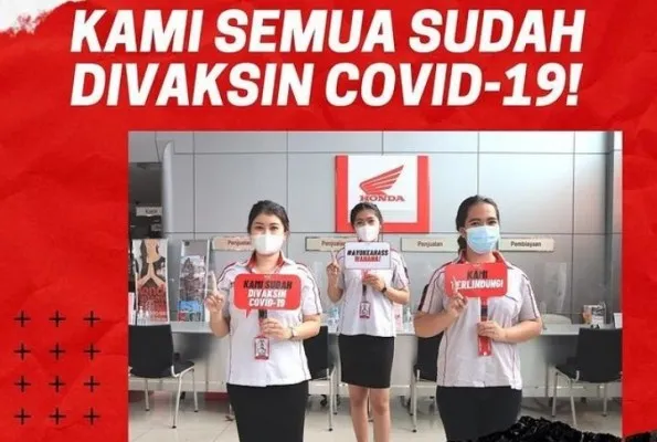 SDM Dealer dan AHASS Wahana 100 Persen  Tervaksin. (foto/wahana)