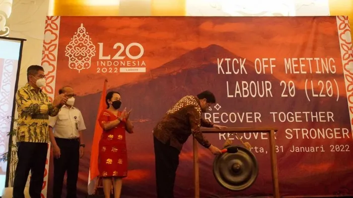 Menteri Koordinator Bidang Perekonomian Airlangga Hartarto saat membuka acara Kick-Off Meeting Labour20 di Jakarta. (Ist)