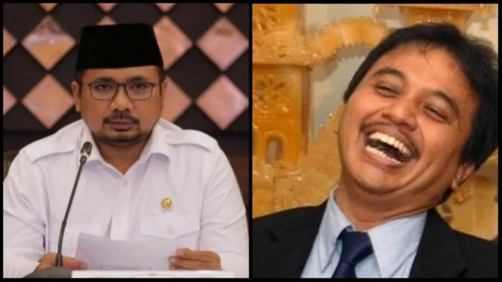 Kolase Menteri Agama Yaqut Cholil Qoumas dan Mantan Menteri Pemuda dan Olahraga Roy Suryo. (foto: diolah dari google)