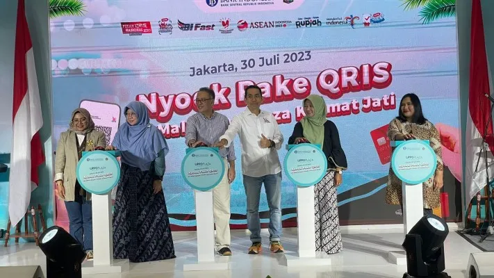 Bank Indoenesia (BI) mencanangkan penggunaan Qris di Mall Lippo Plaza Kramat Jati. .(Ist)