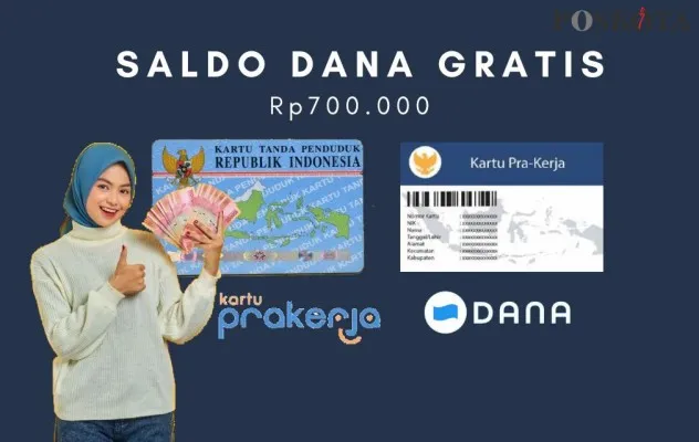 Selamat NIK e-KTP dan KK valid akan menerima saldo DANA gratis Rp700.000 dari bantuan Pemerintah lewat Prakerja Juli 2024.(Edited by: Mutia Dheza Cantika/Poskota)