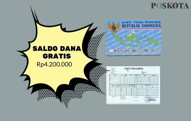 Saldo DANA gratis Rp4.200.000 akan masuk ke rekening dompet elektronik NIK E-KTP dan KK Anda yang lolos verifikasi dalam program Prakerja.(Edited by Mutia Dheza Cantika/Poskota)