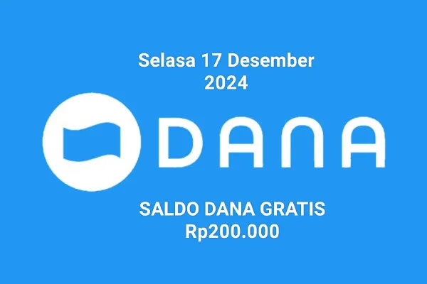 Saldo DANA gratis Rp200.000 dari link DANA kaget Selasa 17 Desember 2024 masuk dompet elektronik. (Poskota/Gabriel Omar Batistuta)