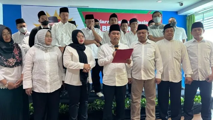 Sejumlah aktivis Muhammadiyah yang tergabung dalam Gerakan Persyarikatan Berkemajuan  saat deklarasi dukungan k Ganjar Pranowo sebagai capres Pemilu 2024. (ist)