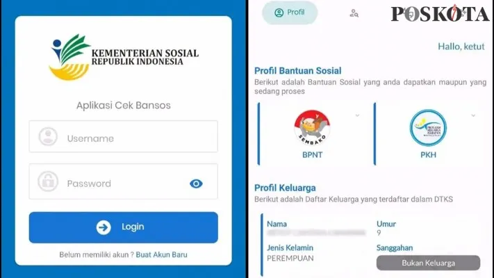 Cek bansos Kemensos untuk memastikan menerima bansos PKH tahap 1 2025. (aplikasi cek bansos Kemensos/poskota.co.id/neni nuraeni)