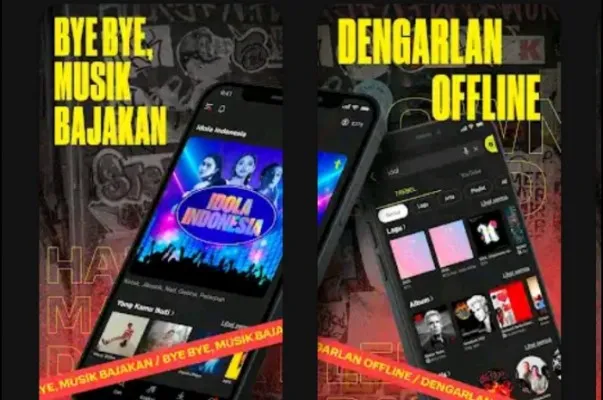 Tangkapan layar dari aplikasi download lagu MP3 gratis dan legal, TREBEL