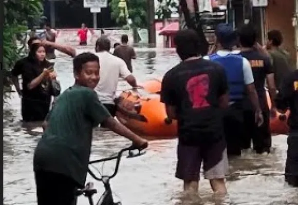 Perumahan Villa Tomang Baru, Desa Gelam Jaya, Kecamatan Pasar yang terendam banjir. (Foto/ist)