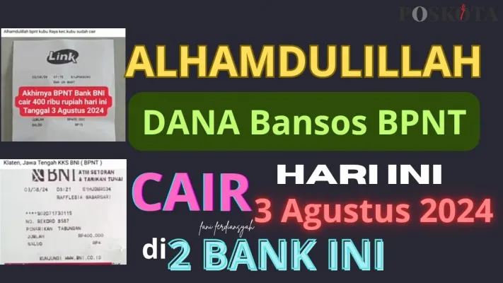 Bansos BPNT terus dicairkan untuk NIK E-KTP terdaftar Sabtu 3 Agustus 2024. Dana subsidi pemerintah Rp400.000 masuk rekening. (Poskota.co.id/Fani Ferdiansyah)