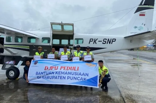 BBantuan bahan pokok bagi para korban terdampak bencana kekeringan dan kelaparan. Melalui, UPBU Mozes Kilangin Timika di Kabupaten Puncak Papua Tengah, Sabtu (5/8/2023) (Ist/Kemenhub)