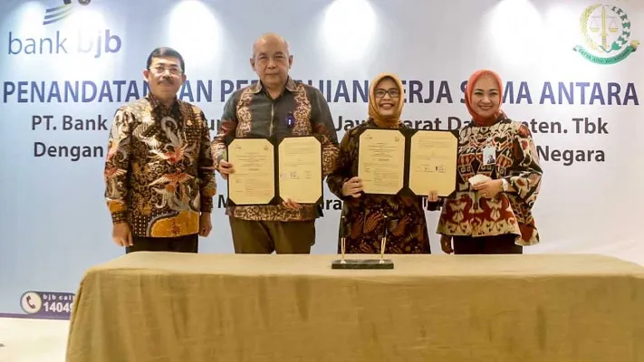 Perjanjian kerjasama antara bank bjb dengan Jamdatun. Ist