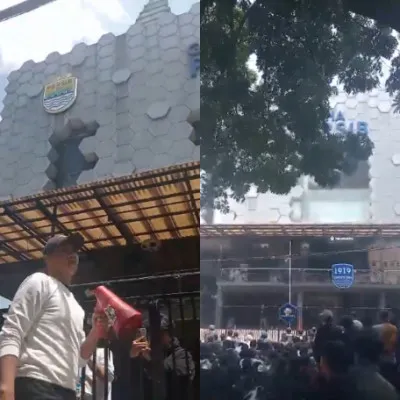 Ratusan bobotoh dari berbagai kelompok supporter melakukan aksi solidaritas dan menuntut manajemen Persib Bandung mengusut kasut dugaan kasus intimidasi dan penganiayaan official dan pemain. (X/@bdgbergerakid)